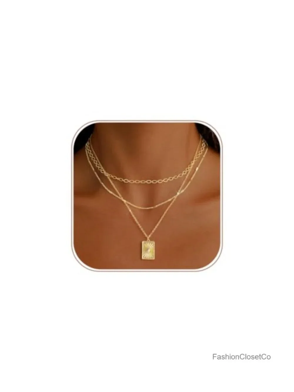 Layered Gold Plated Necklaces for Women, Stackable 14K Paperclip Chain Set